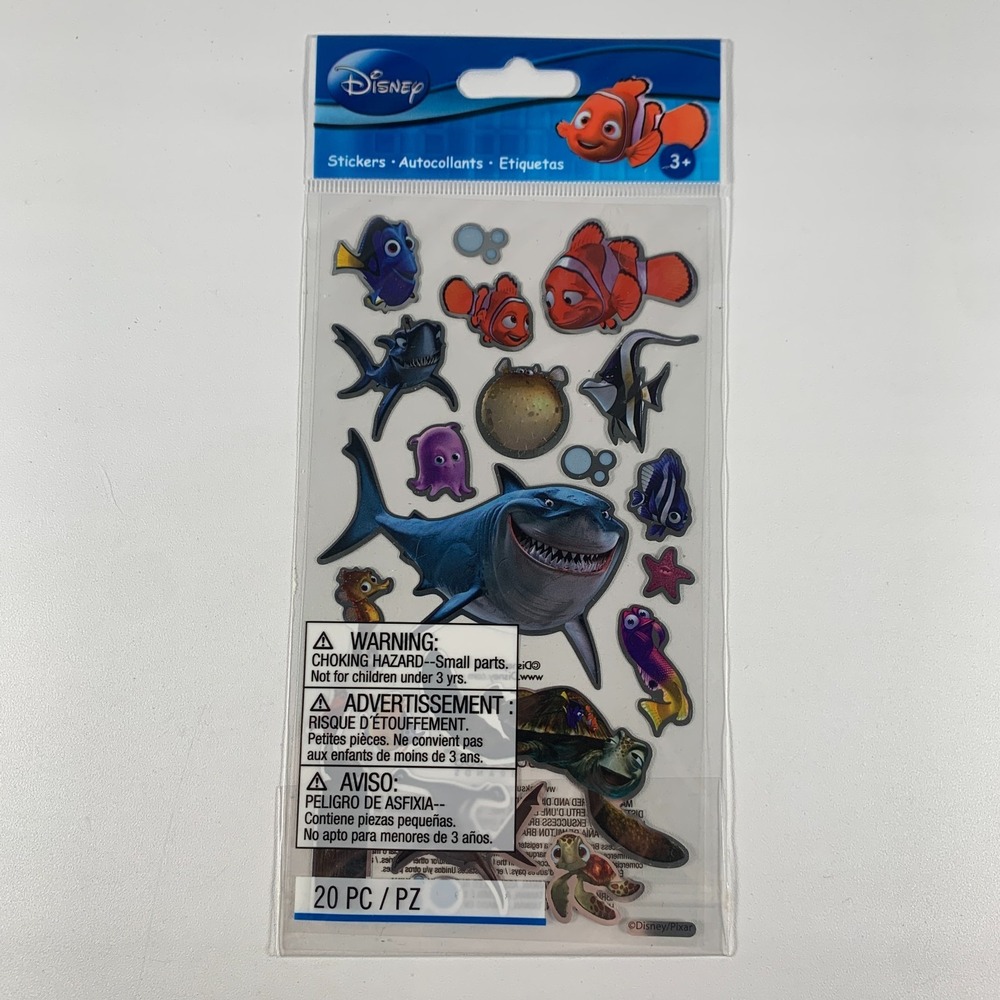Disney Pixar Finding Nemo Dory Crush Bruce Squirt Metallic Shiny Sticker Sheet